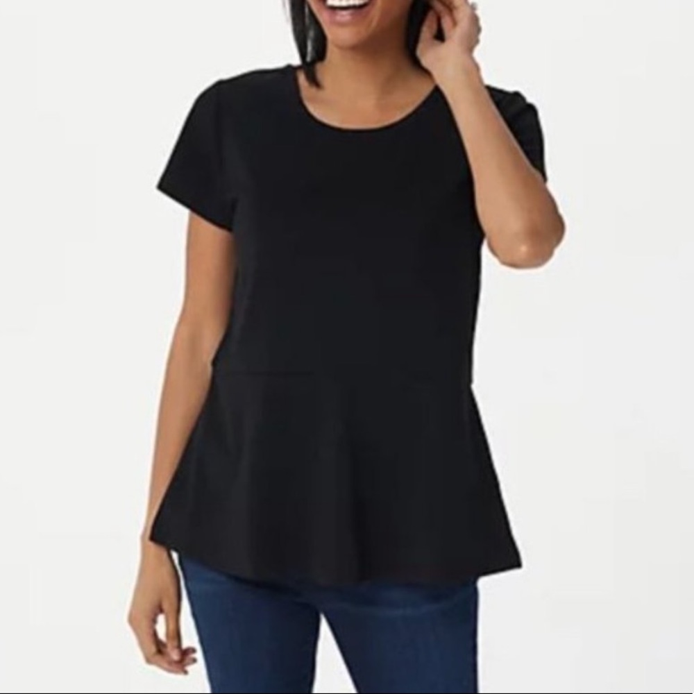 ISAAC MIZRAHI LIVE! Black Peplum Top